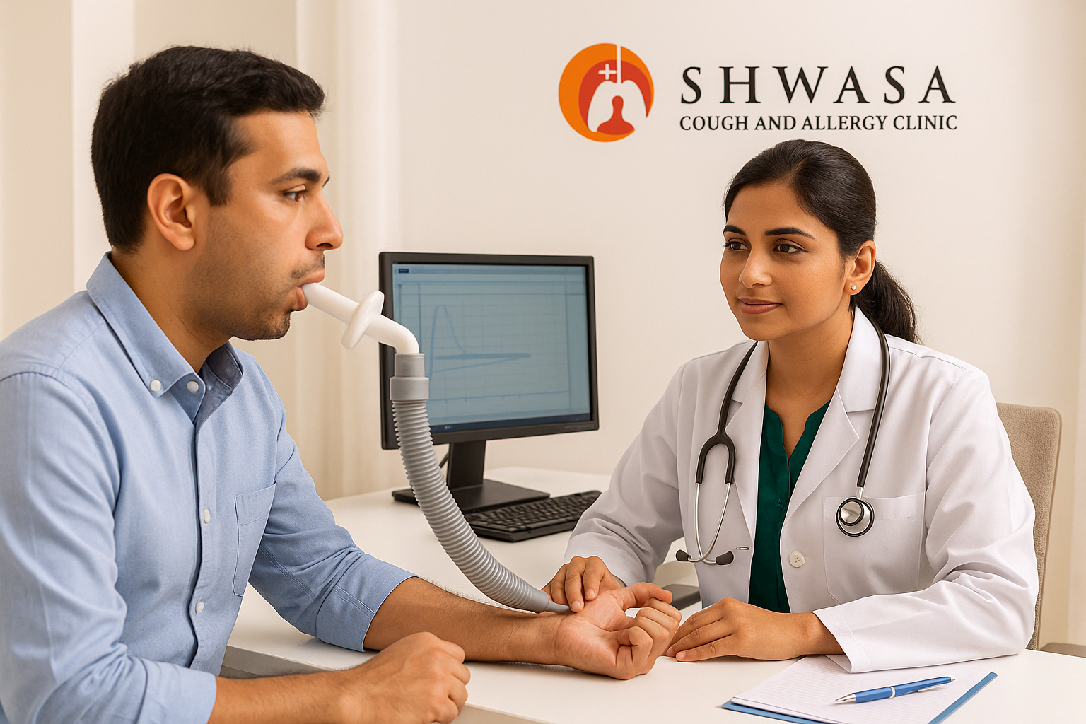 Skin prick allergy testing setup at Shwasa Mitra with allergen kits and diagnostic equipment