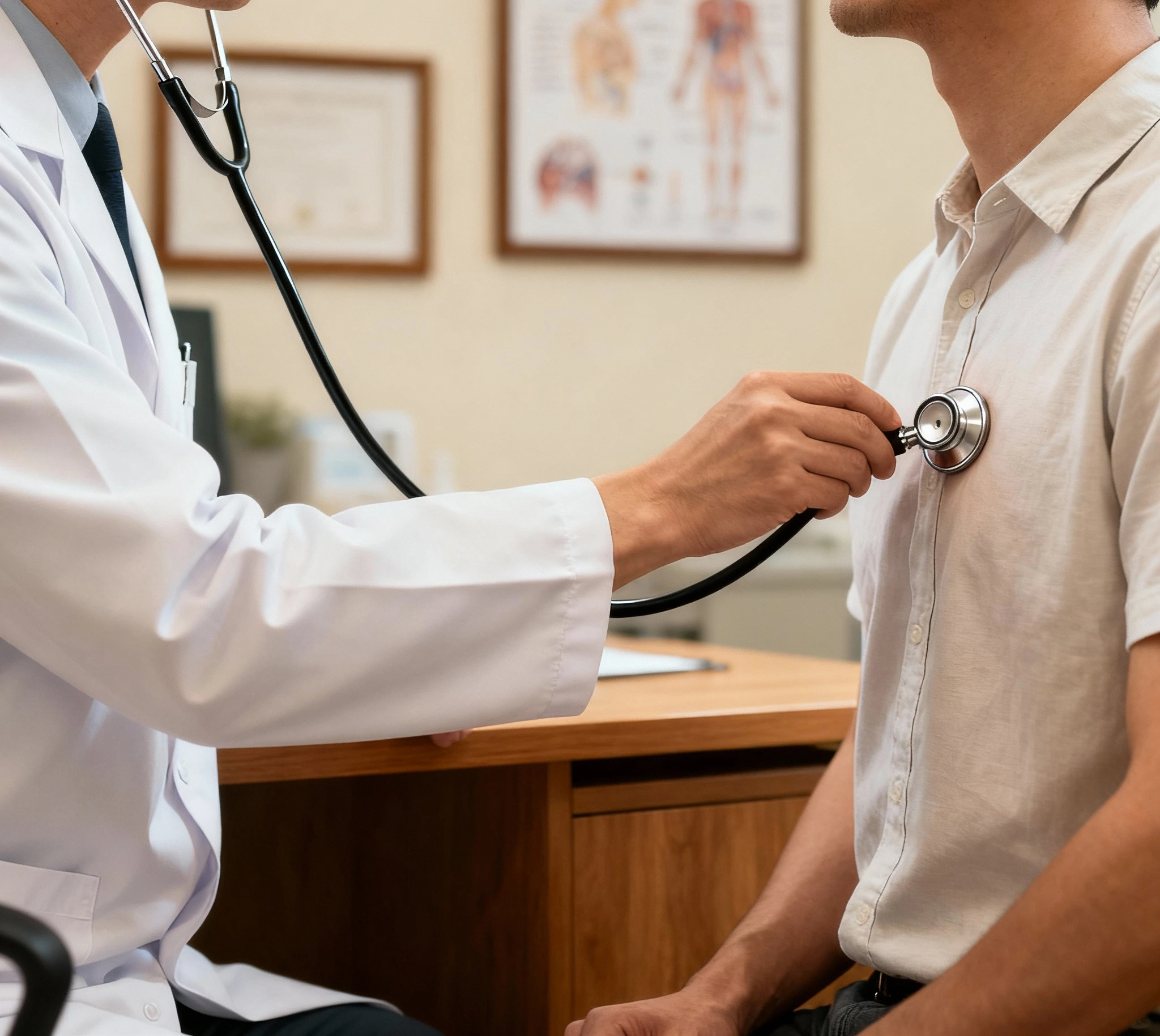 Pulmonologist performing bronchoscopy procedure with patient at Shwasa Mitra Clinic